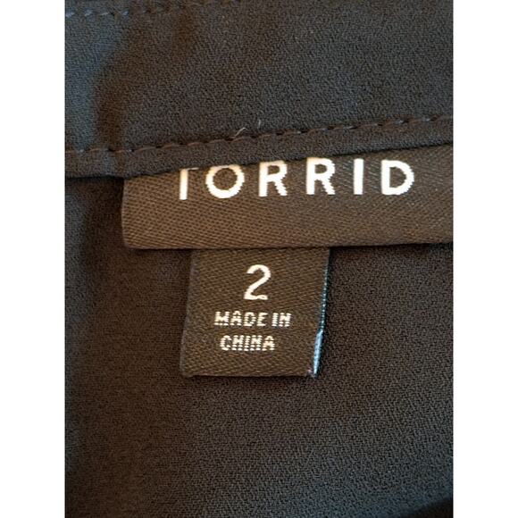 Torrid Button Down Blouse Women's 2X Black Ruffled front Smocked Waist Chiffon - Picture 2 of 15